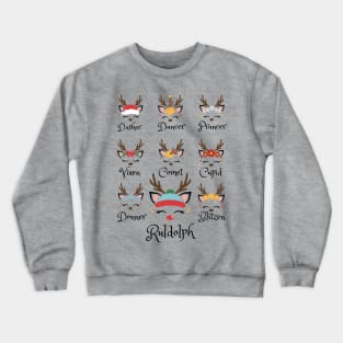 Santa's Reindeers Black Crewneck Sweatshirt